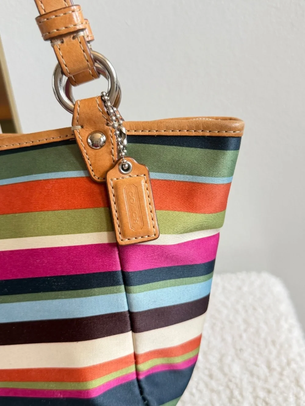 Vintage Coach Legacy Stripe Satin Mini Tote